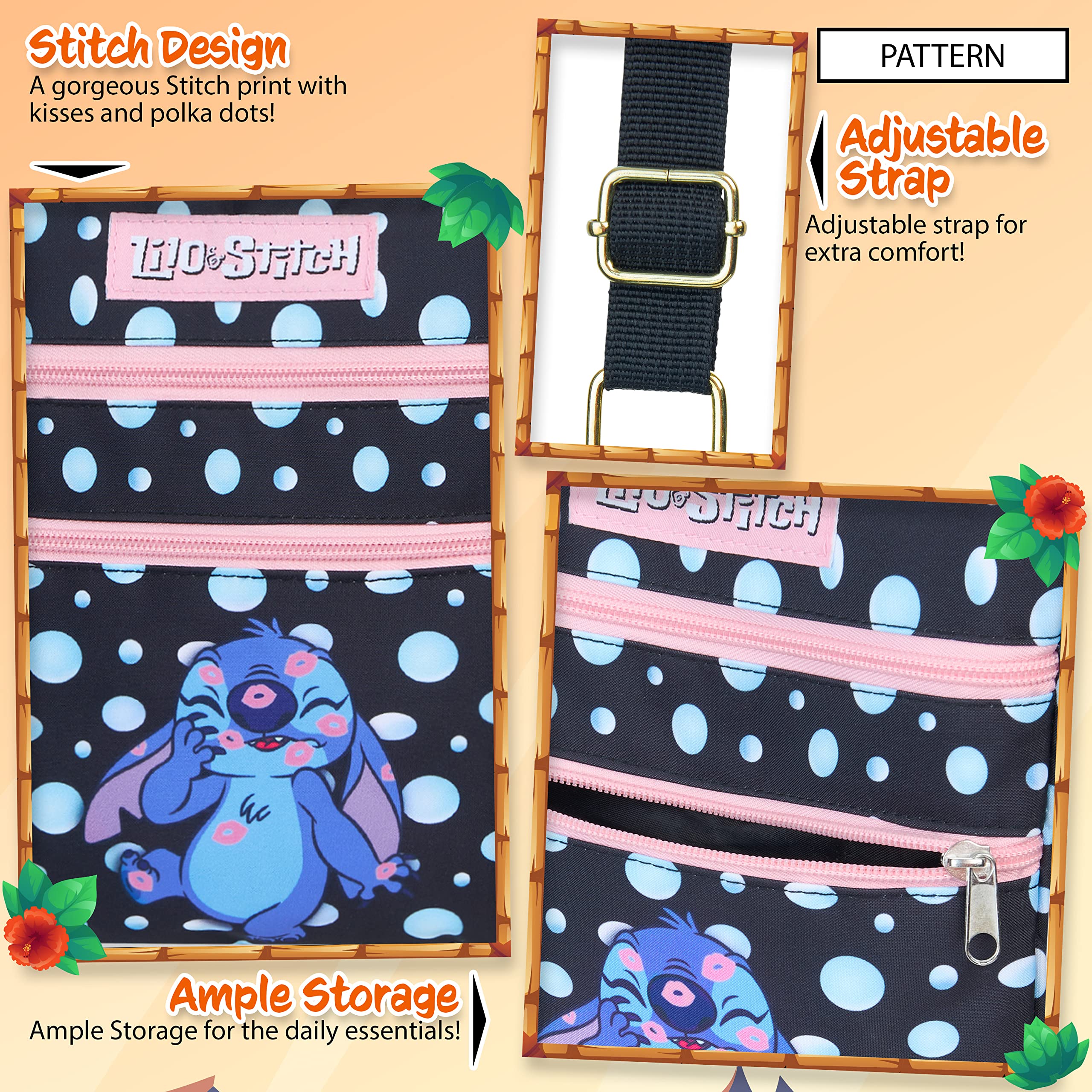 Disney Lilo & Stitch Crossbody Bag for Girls - Cute Black Shoulder Purse for School, Travel & Cosplay | Official Licensed Stitch Backpack Accessory