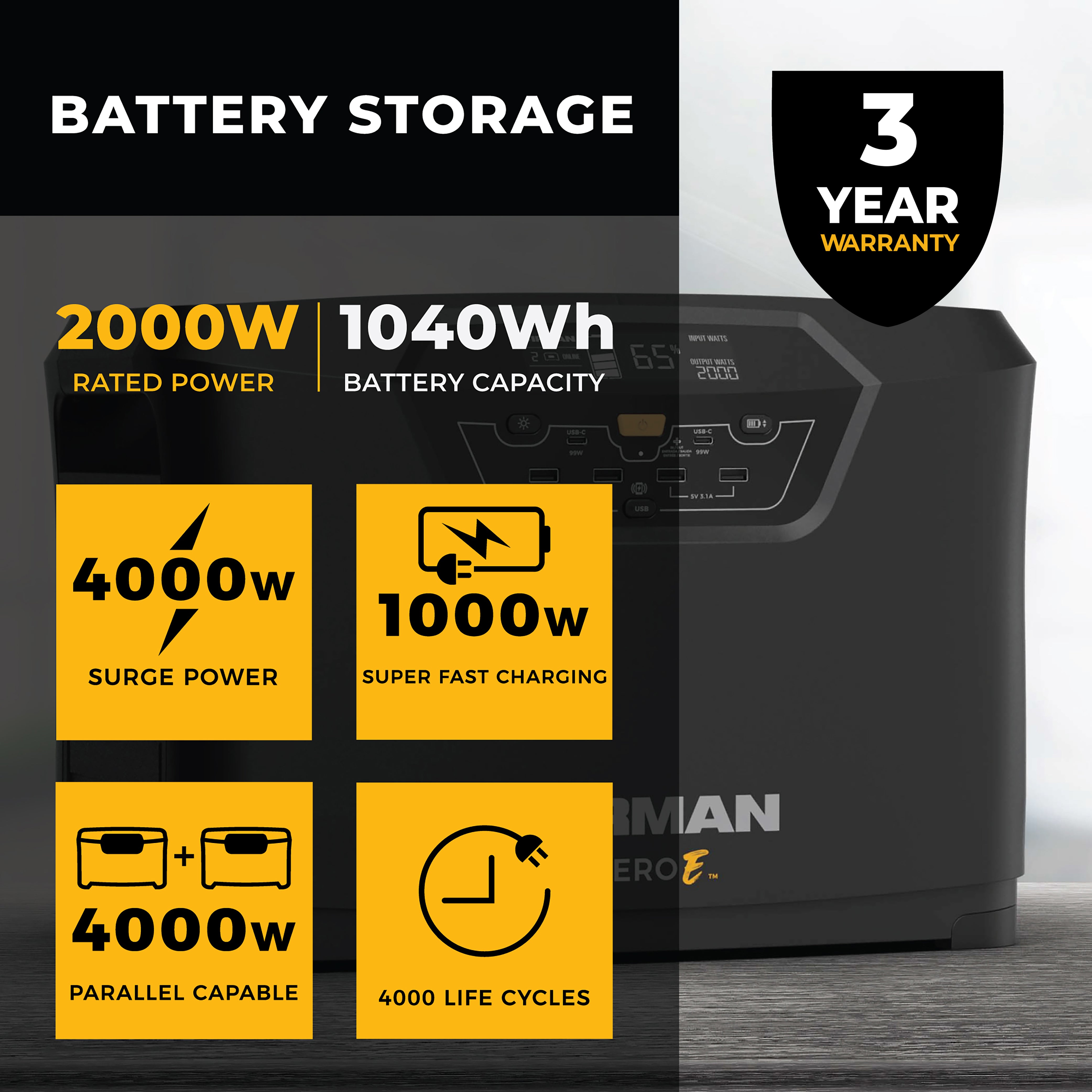 Zero E Portable Expandable Power Station - 300W Solar Generator for Camping, Emergency Backup & Outdoor Adventures - Compact Lithium Battery with AC/DC/USB Ports