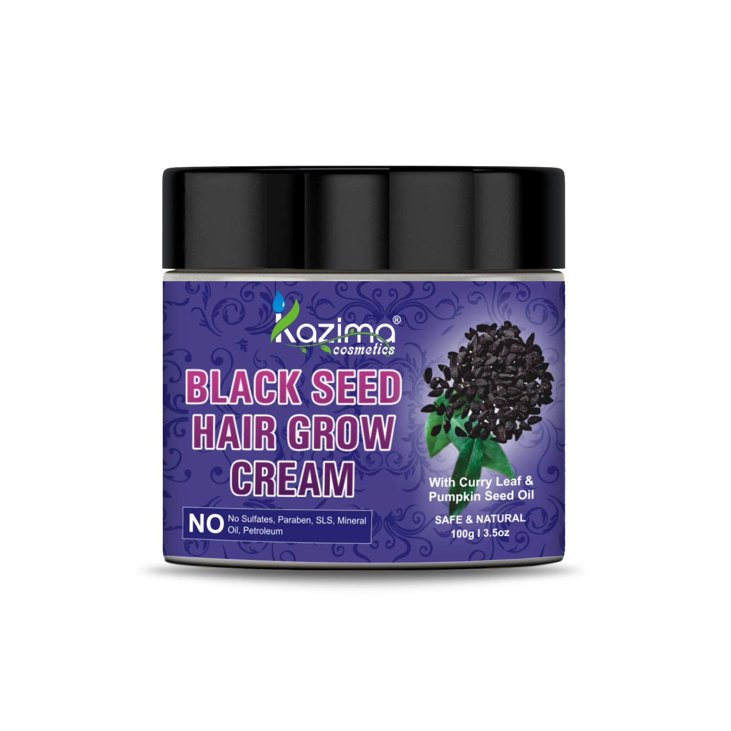KAZIMA Black Seed Hair Growth Cream with Curry Leaf & Spikenard Oil - 100g | Natural Hair Loss Treatment for Men & Women | Promotes Thicker, Healthier Hair | Perfect for Daily Scalp Care & Styling Routine