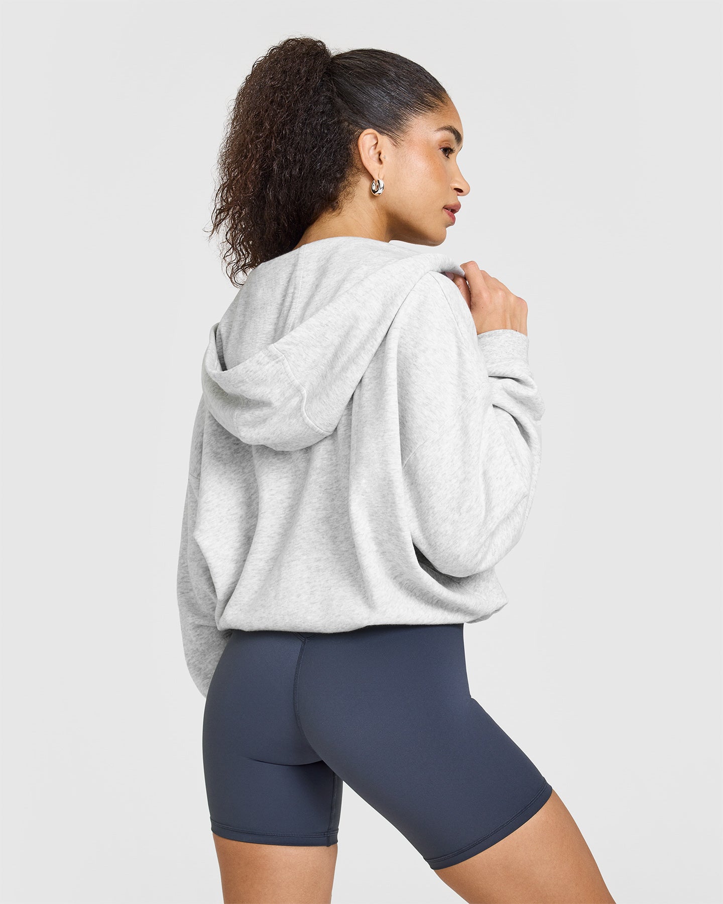 Mid Weight Zip Through Hoodie for Men & Women | Light Grey Marl Pullover Hooded Sweatshirt - Perfect for Gym, Running & Casual Wear