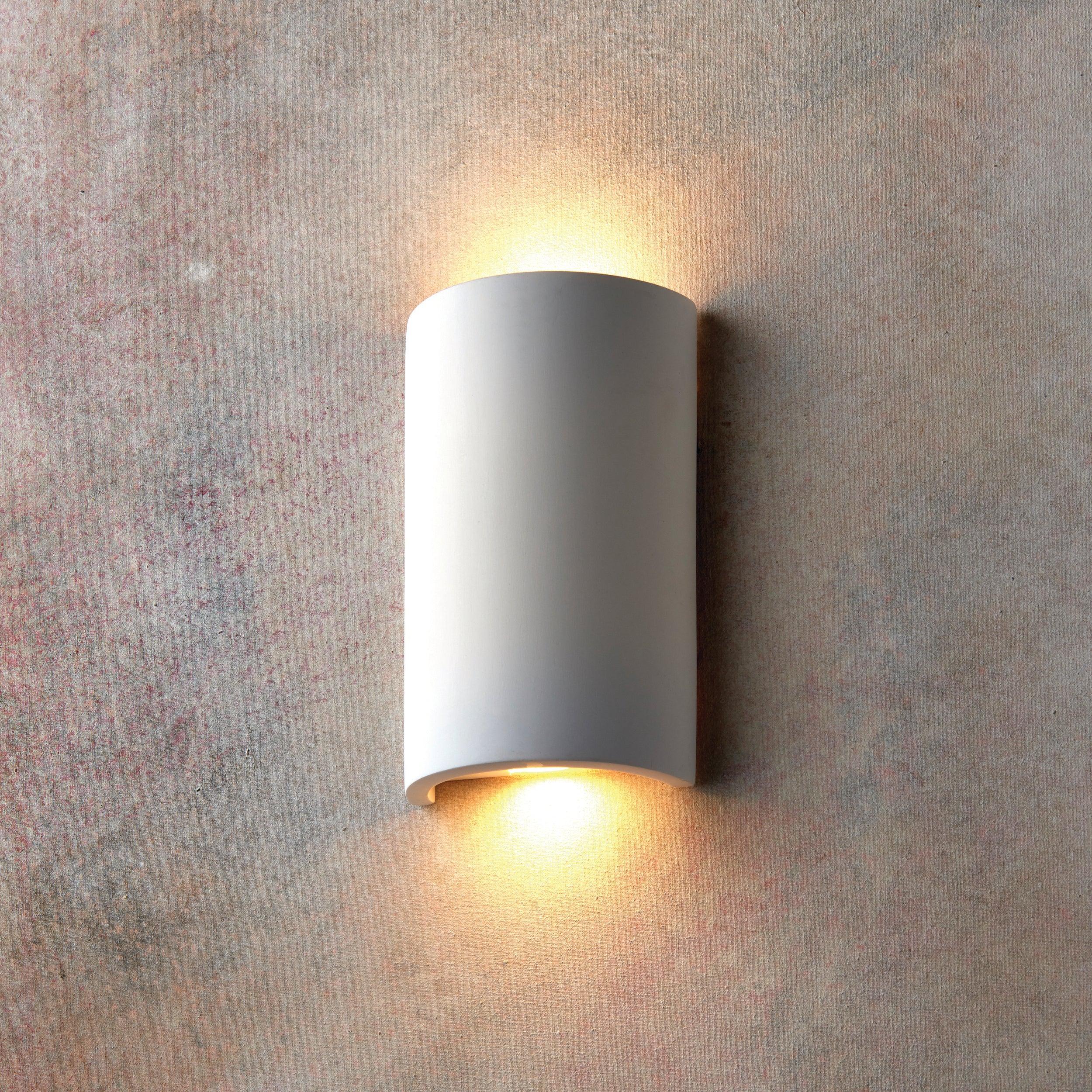 Crescent White Paintable Plaster Wall Light 2.8W LED - Modern Home Decor Lighting for Bedroom, Living Room & Hallway