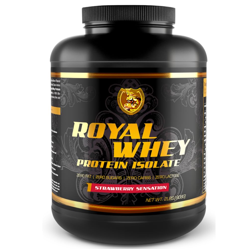 RSN Royal 100% Whey Protein Isolate Powder - 27g Protein, 0 Sugar, 1g Carb, 5lb (76 Servings) - Strawberry Flavor for Muscle Recovery & Post-Workout Shakes