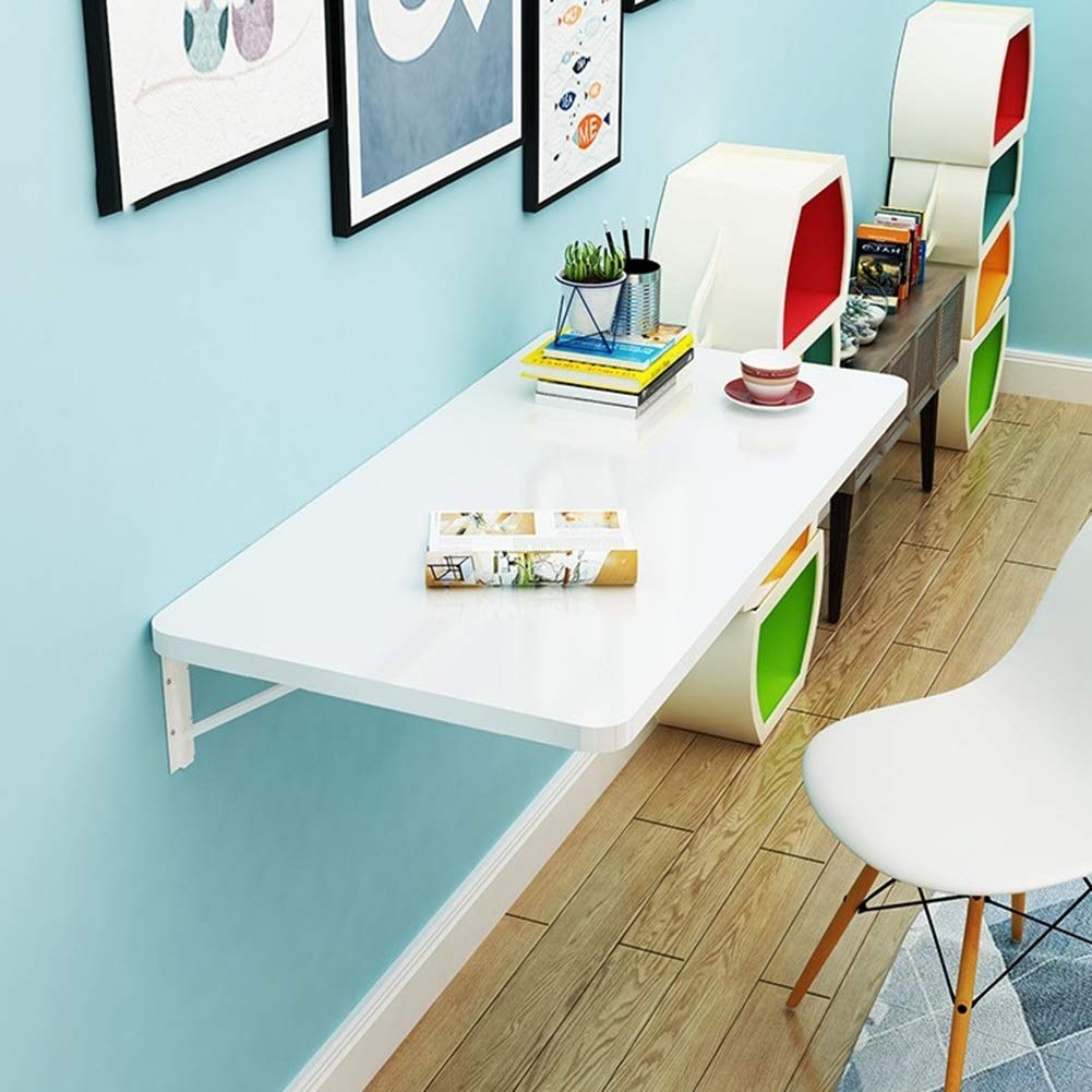HUAHUA Wall-Mounted Drop-Leaf Folding Table - Space-Saving Kitchen & Dining Desk, Home Office Workstation with 80x50cm White Surface | Perfect for Small Apartments, Dorms & Compact Workspaces