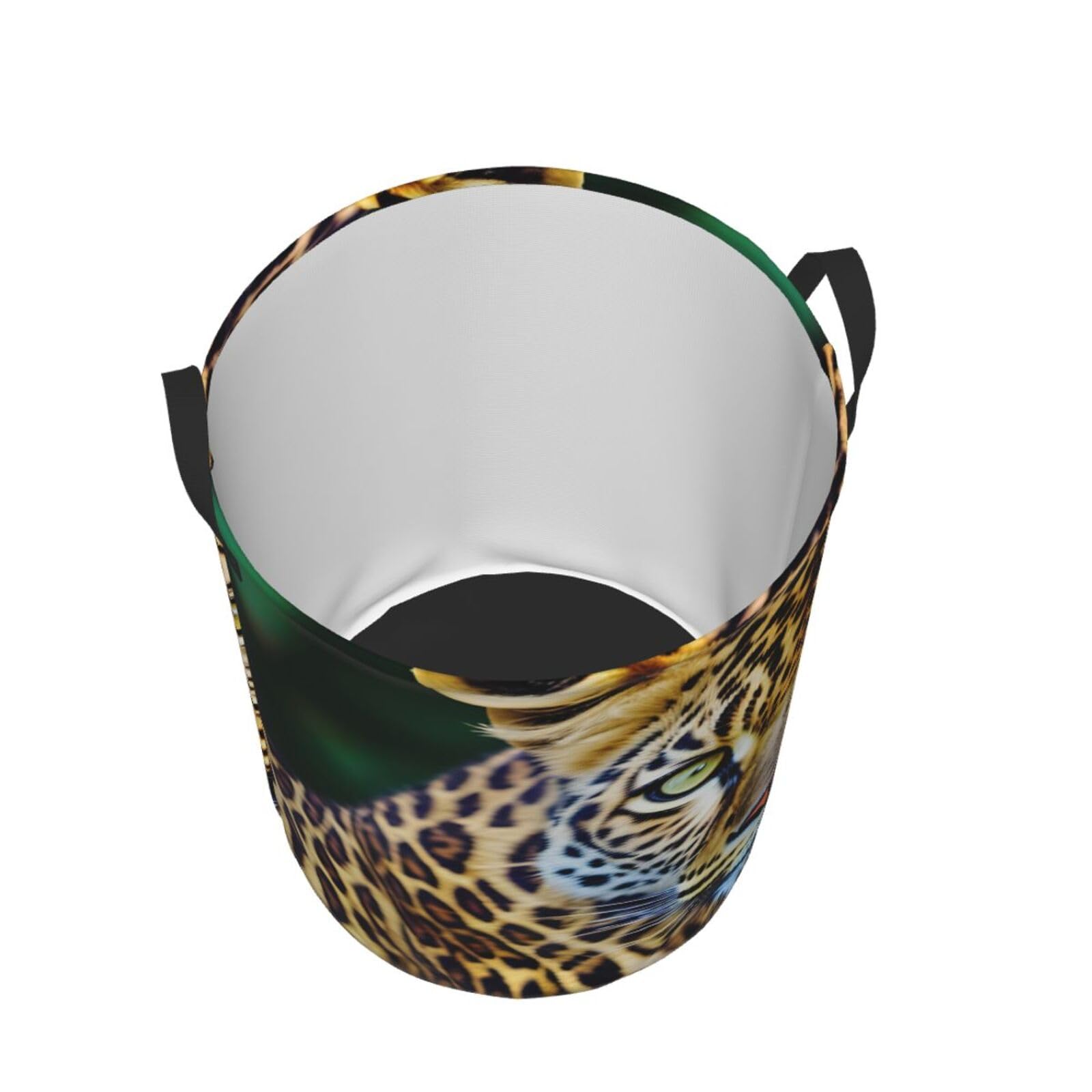 Yellow Leopard Print Round Laundry Hamper - Stylish Dirty Clothes Basket for Bedroom, Bathroom & Dorm - Perfect for Storing Clothes, Toys, Books & More