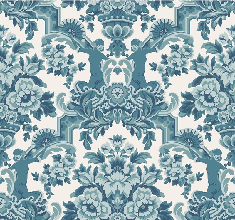 Cole and Son Lola Blue Damask Wallpaper - Premium Floral Design for Living Room, Bedroom & Home Decor