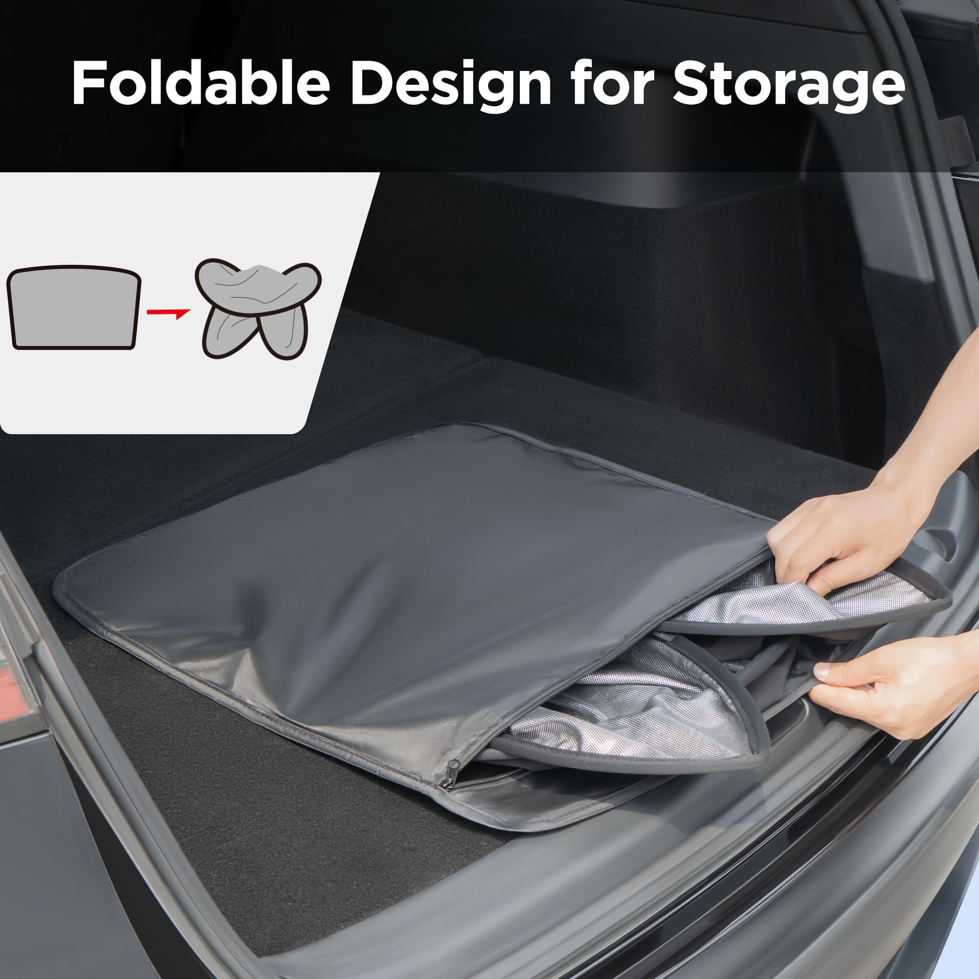 Premium Tesla Model 3 Sunshade Roof Cover - Double Layer Insulation for 2016-2023 Models - No Sagging Front & Rear Glass Protection - Black Car Accessories for Summer Heat Protection & UV Ray Blocking - Perfect for Road Trips & Daily Commuting