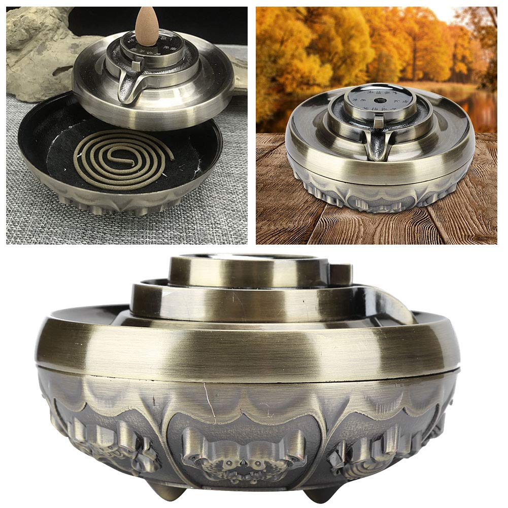 Premium Alloy Copper Incense Burner with Exquisite Carvings - Handcrafted Zinc Aromatherapy Diffuser for Home, Bedroom, Meditation & Yoga - Classic Elegant Design for Relaxation & Spiritual Practice