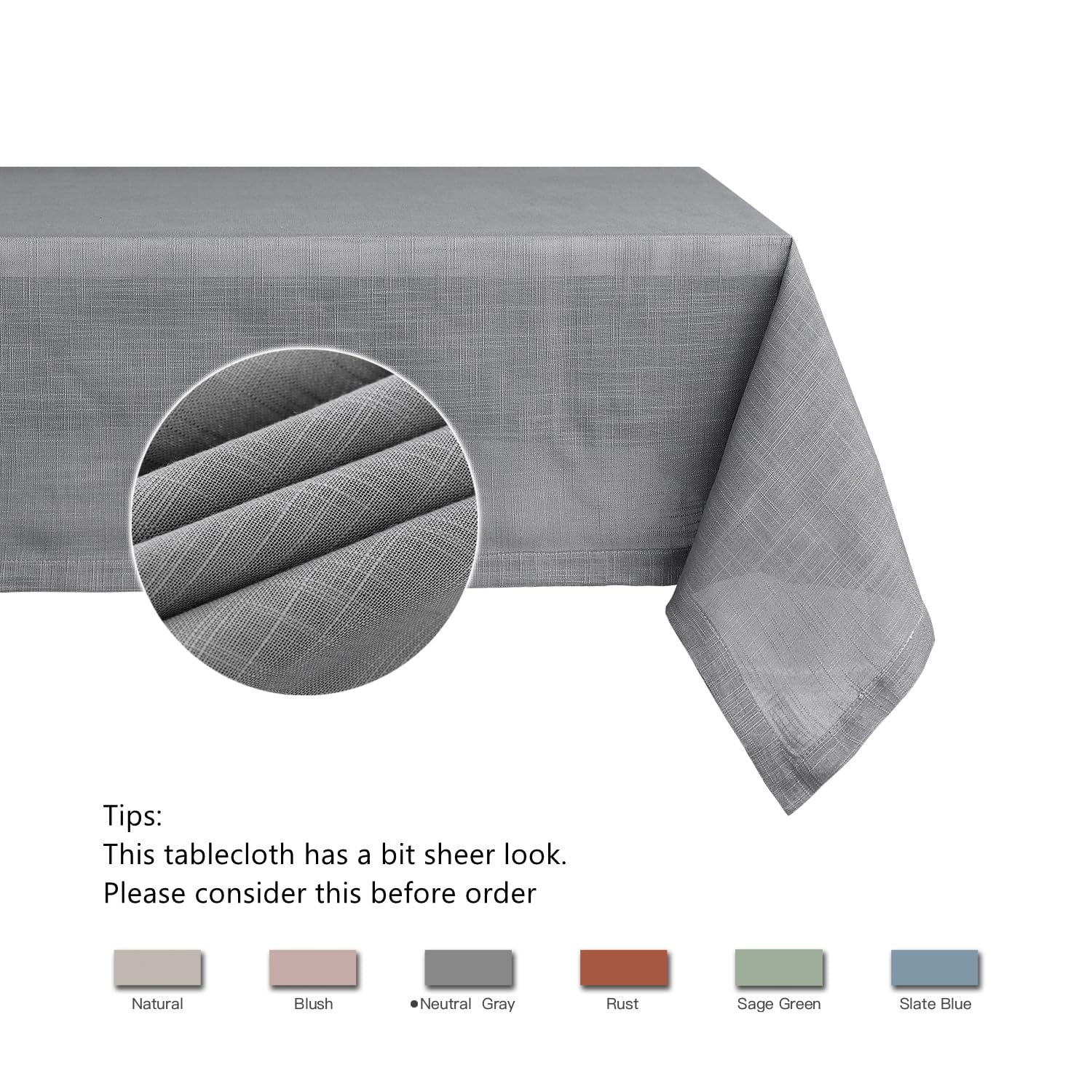 Premium Maxmill Lux Faux Linen Tablecloth - Wrinkle-Free, Anti-Shrink Soft Fabric with Slubby Yarn Texture - 60