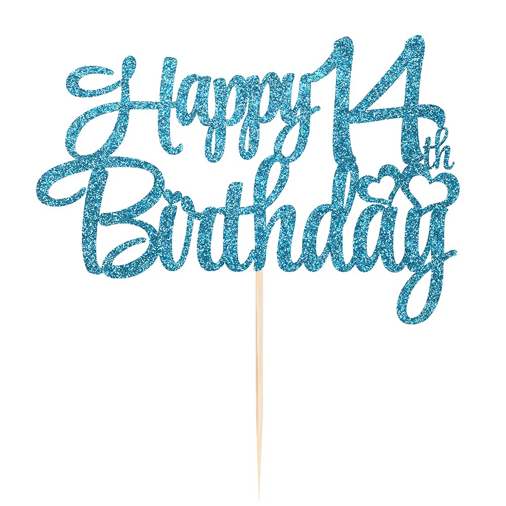 Blue Flash 14th Birthday Cake Topper - Happy 14th Birthday Party Decorations - Perfect for Teen Birthday Cakes, Sweet 16 Celebrations & Milestone Party Decor