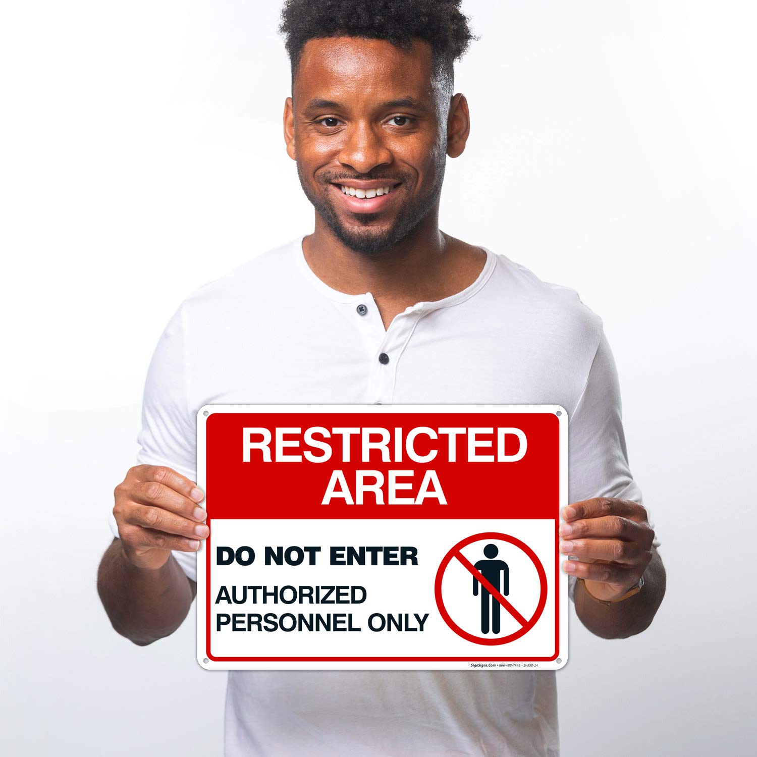 Authorized Personnel Only Sign - 4 Pack Restricted Area Do Not Enter Signs - 10x14 Inch Rust-Free 0.40 Aluminum - Fade Resistant for Indoor/Outdoor Use - Made in USA - Perfect for Warehouses, Construction Sites & Secure Facilities