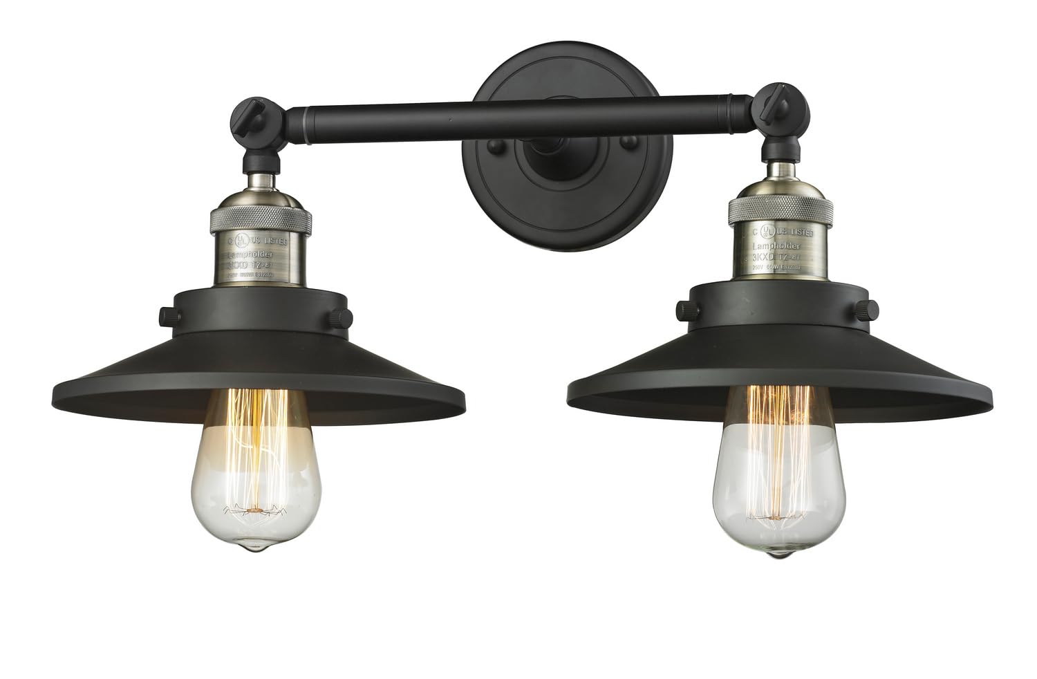Innovations 208L-BAB-M6 2-Light Vertical Bathroom Vanity Light Fixture in Black Antique Brass - Perfect for Bathroom Mirror Lighting and Modern Home Decor