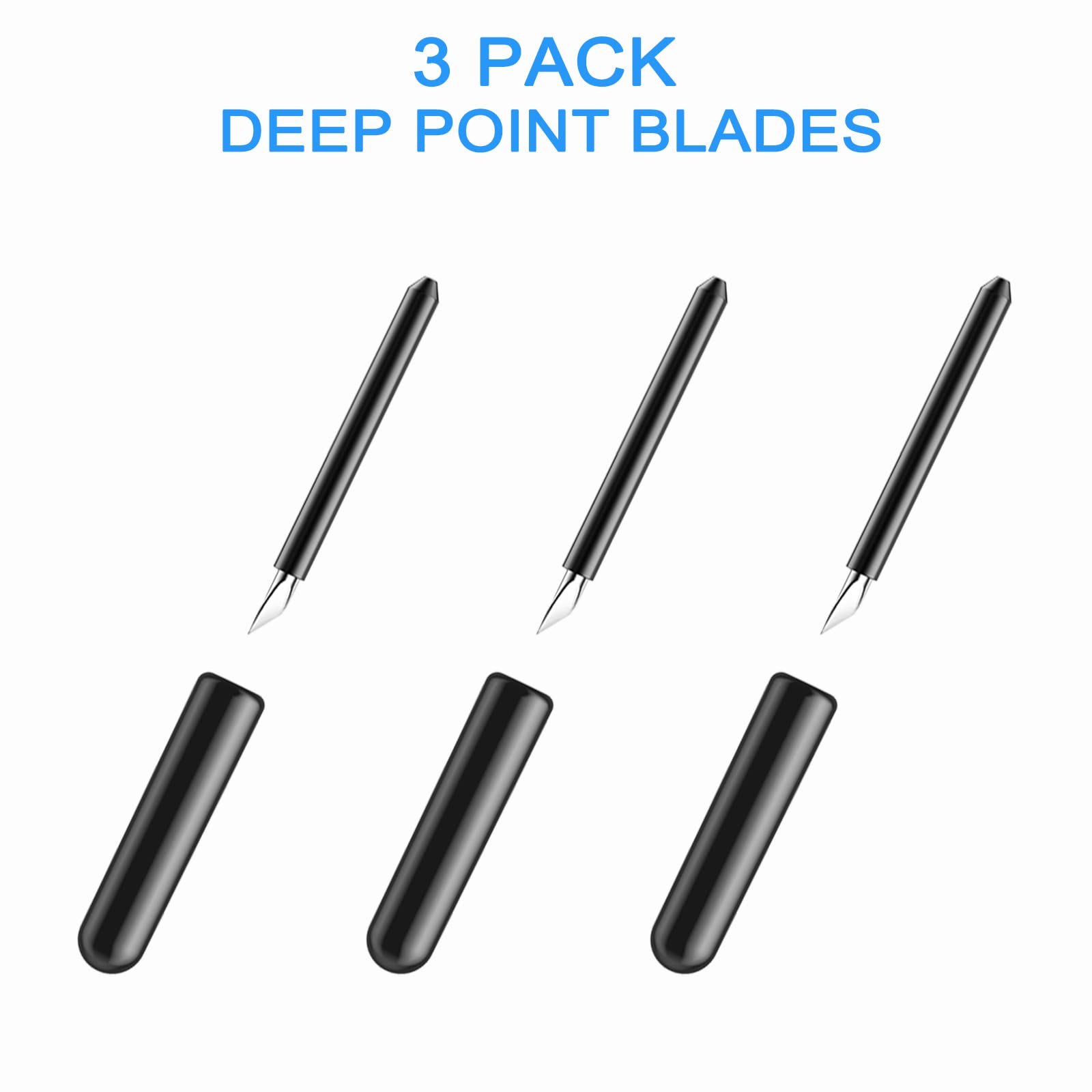 3 Pcs Deep Cut Blades for Cricut Maker 3/Maker/Explore 3/Air 2/Air/One - 60° Replacement Blades for Thick Materials - Compatible with Black Deep Point Housing - Perfect for Vinyl, Leather, Cardstock & Craft Projects