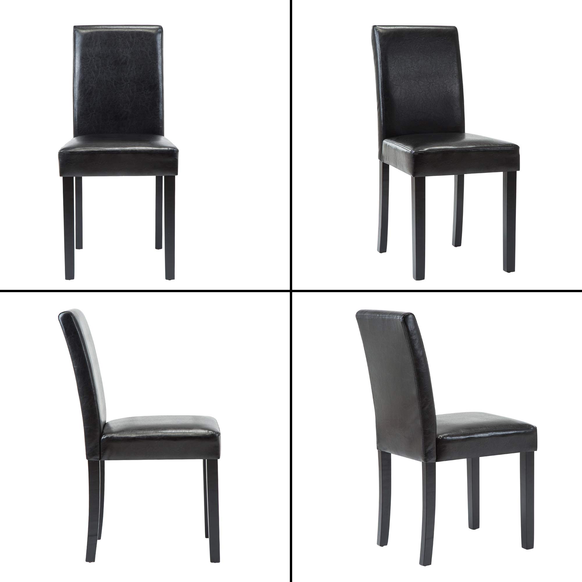 Modern PU Upholstered Dining Chairs Set of 2 - Elegant Black Dining Room Chairs with Comfortable Seat Cushions - Perfect for Kitchen, Dining Room, and Home Decor