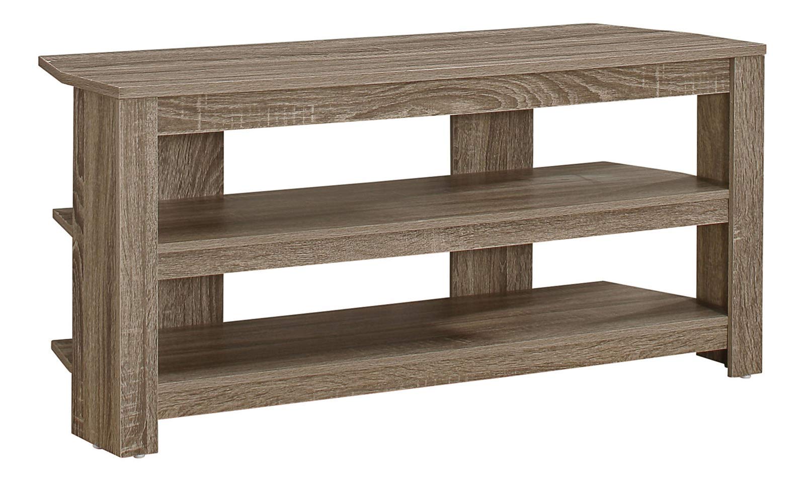 Monarch Specialties I 2569 42-Inch TV Stand Console - Modern Brown Laminate Media Entertainment Center with Storage Shelves for Living Room & Bedroom - Perfect for Home Theater Setup & Small Space Organization