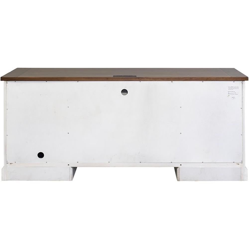 Home Square 2-Piece Computer Desk with Hutch Set in Weathered White - Perfect for Home Office, Study Room & Small Spaces