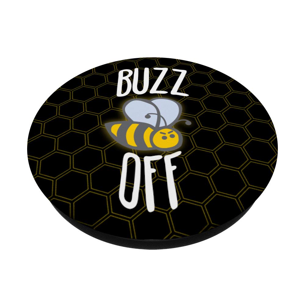 Buzz Off Cute Graphic Phone Stand Holder - Universal for iPhone Samsung Smartphones - Perfect for Desk, Bedside & Travel Use