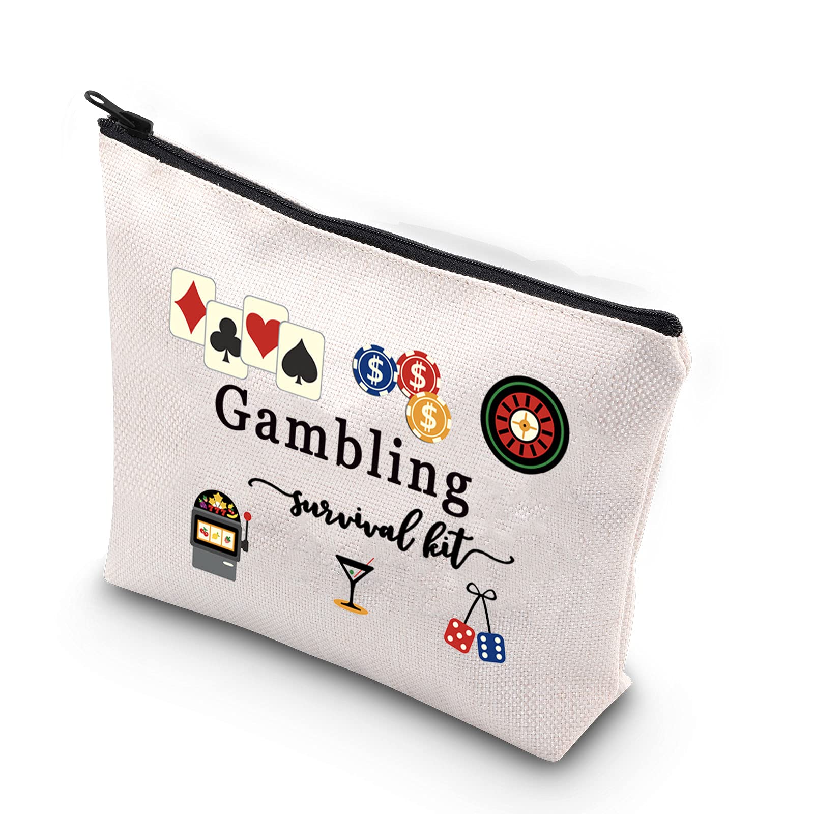 WCGXKO Casino Lover Gift Set - Lucky Gambling Zipper Pouch & Makeup Bag - Perfect for Casino Nights, Poker Parties & Travel Essentials