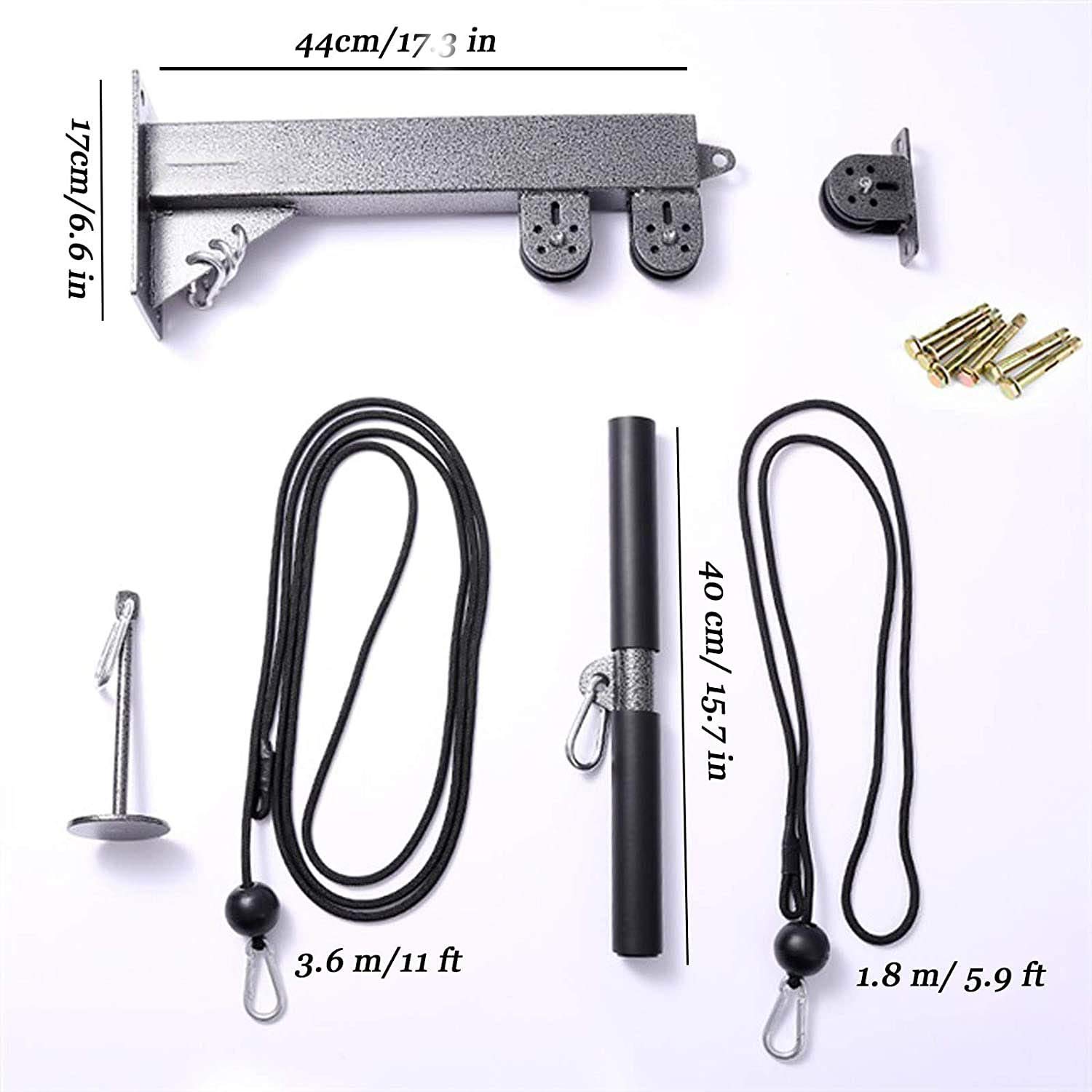Qiuqiu Fitness Pulley System with Triceps Handle & Traction Straps - Home Gym Equipment for Arm, Forearm & Wrist Strength Training - Perfect for Garage Workouts & Full-Body Exercises