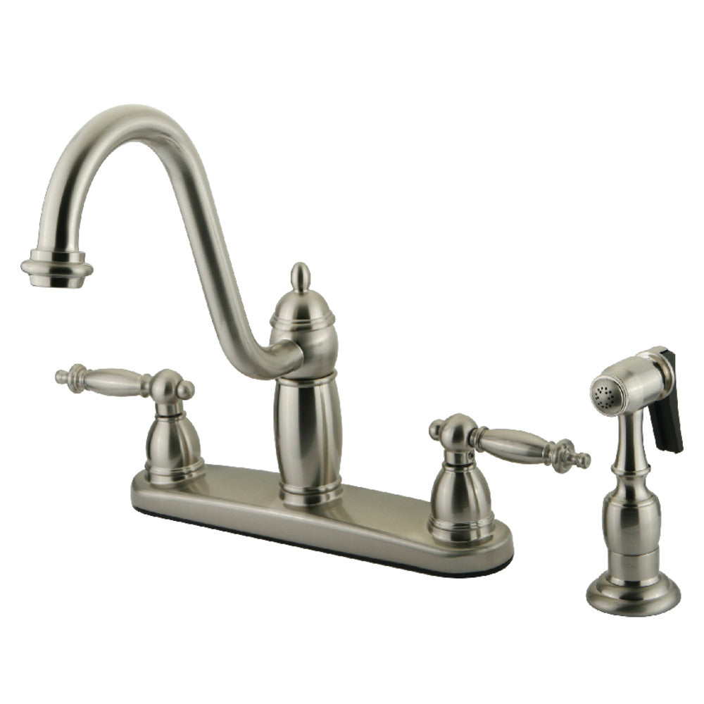 Kingston Brass KB7111TLBS Templeton Centerset Kitchen Faucet - High Arc Pull-Down Sprayer, Oil Rubbed Bronze Finish for Modern Farmhouse & Traditional Kitchens