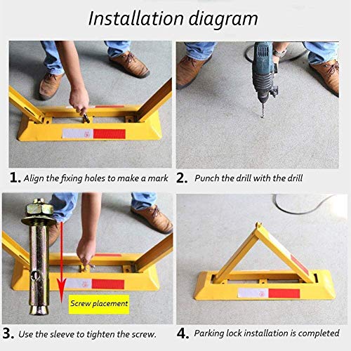Manual Parking Lock & Road Barrier - Heavy Duty Movable Parking Stop Switch & Automatic Lane Bollard for Driveways, Garages & Commercial Lots | Deter Unauthorized Parking & Control Traffic Flow