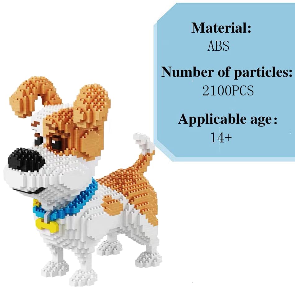 2100PCS Mini Dog Building Blocks Set - 3D Puzzle Pet Toy Bricks for Kids & Adults | Creative Micro Blocks for DIY Animal Models, STEM Learning & Home Decoration (Standing Mike Dog Design)