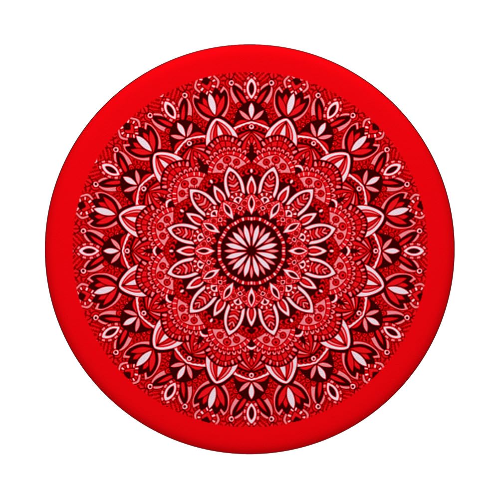 Red Mandala PopSockets Adhesive PopGrip - Swappable Phone Grip & Stand for iPhone, Samsung & Smartphones - Perfect for Yoga, Meditation & Boho Style