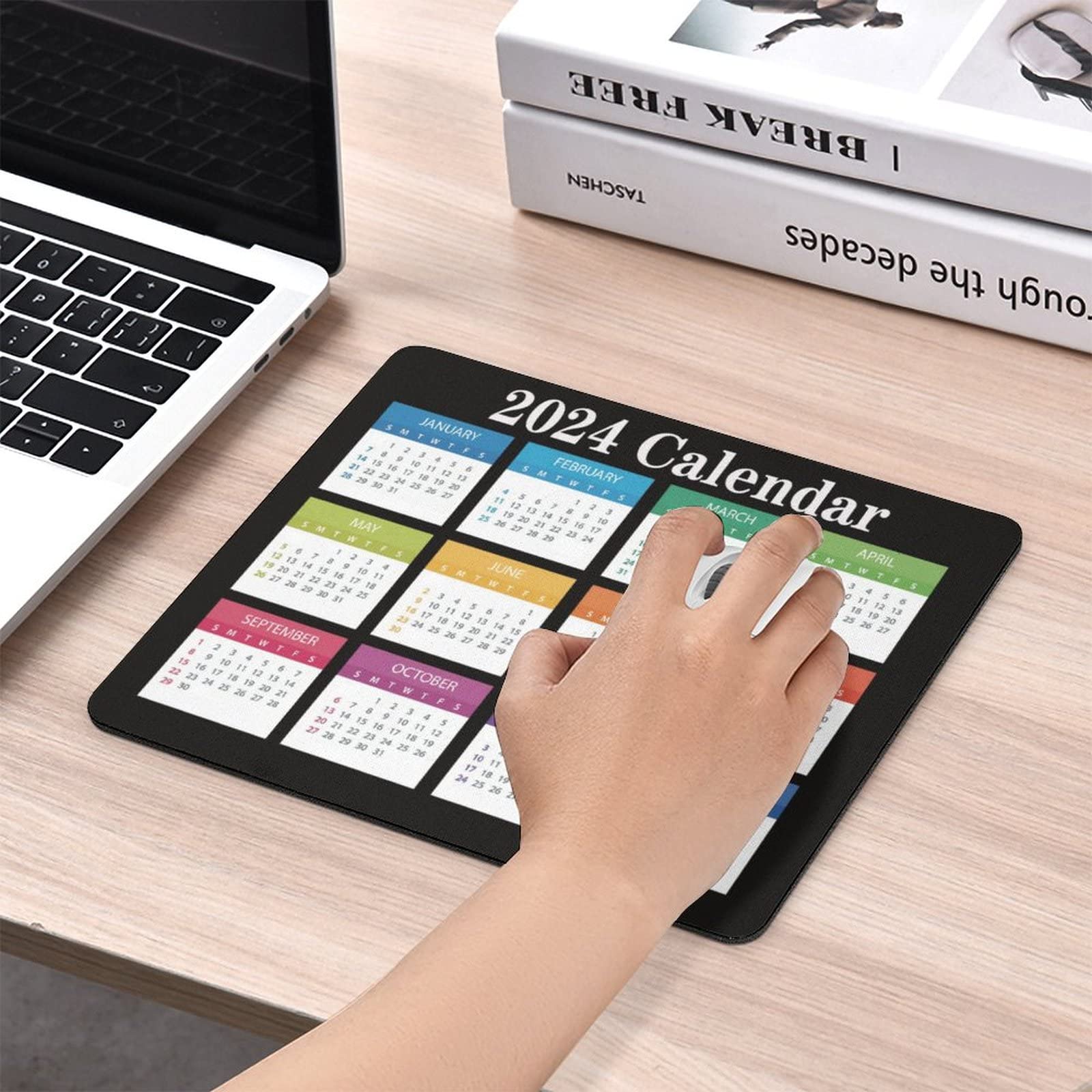 2024 Calendar Mouse Pad - Personalized Gaming Mouse Mat with Non-Slip Rubber Base for Women & Girls - Office Computer Laptop Accessory (Black) - Perfect for Work, Gaming & Home Decor
