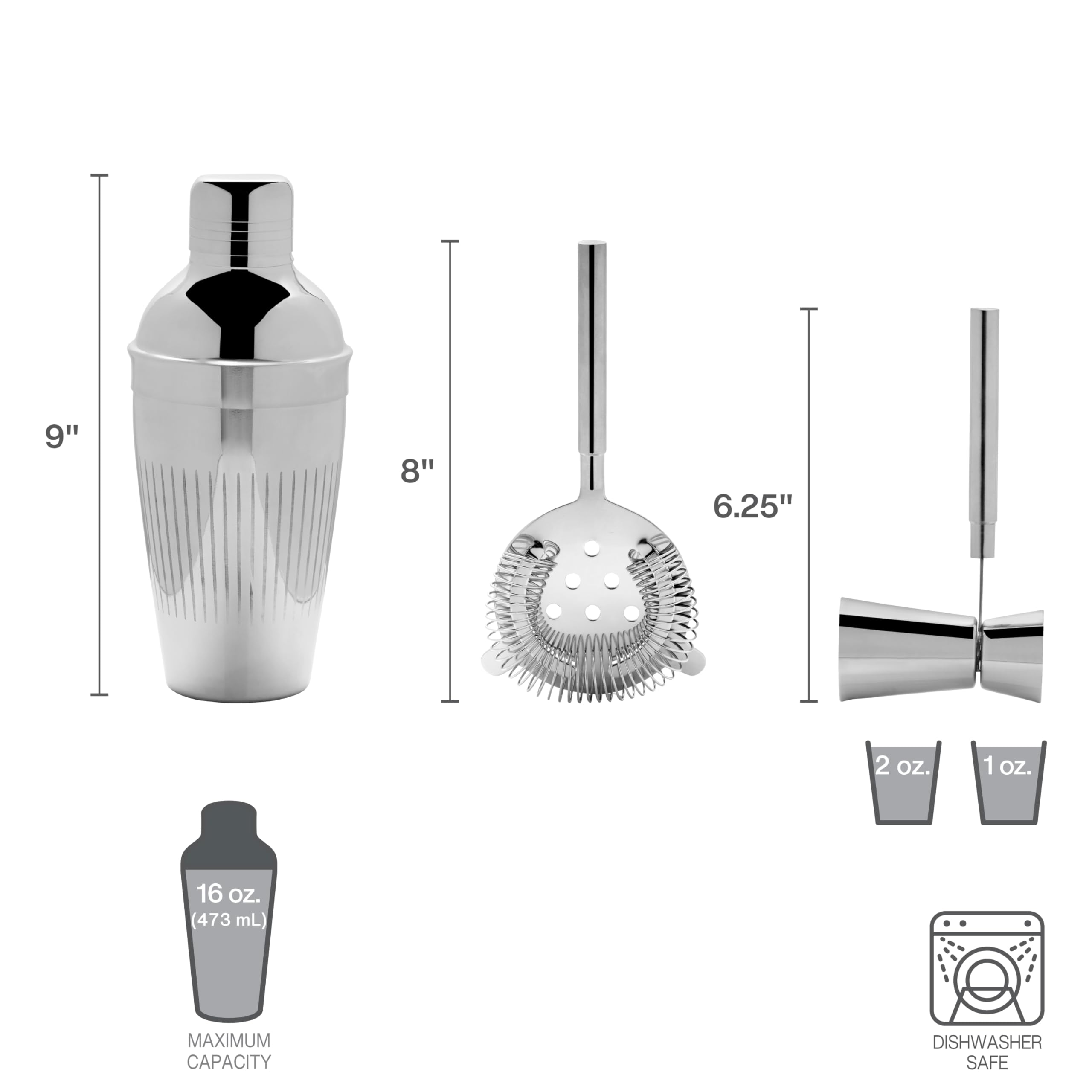 Mikasa Cheers 3-Piece Bar Set - Whiskey Glasses & Cocktail Mixing Set for Home Bar, Parties & Gifts - Durable Crystal Glassware for Bourbon, Scotch & Mixed Drinks
