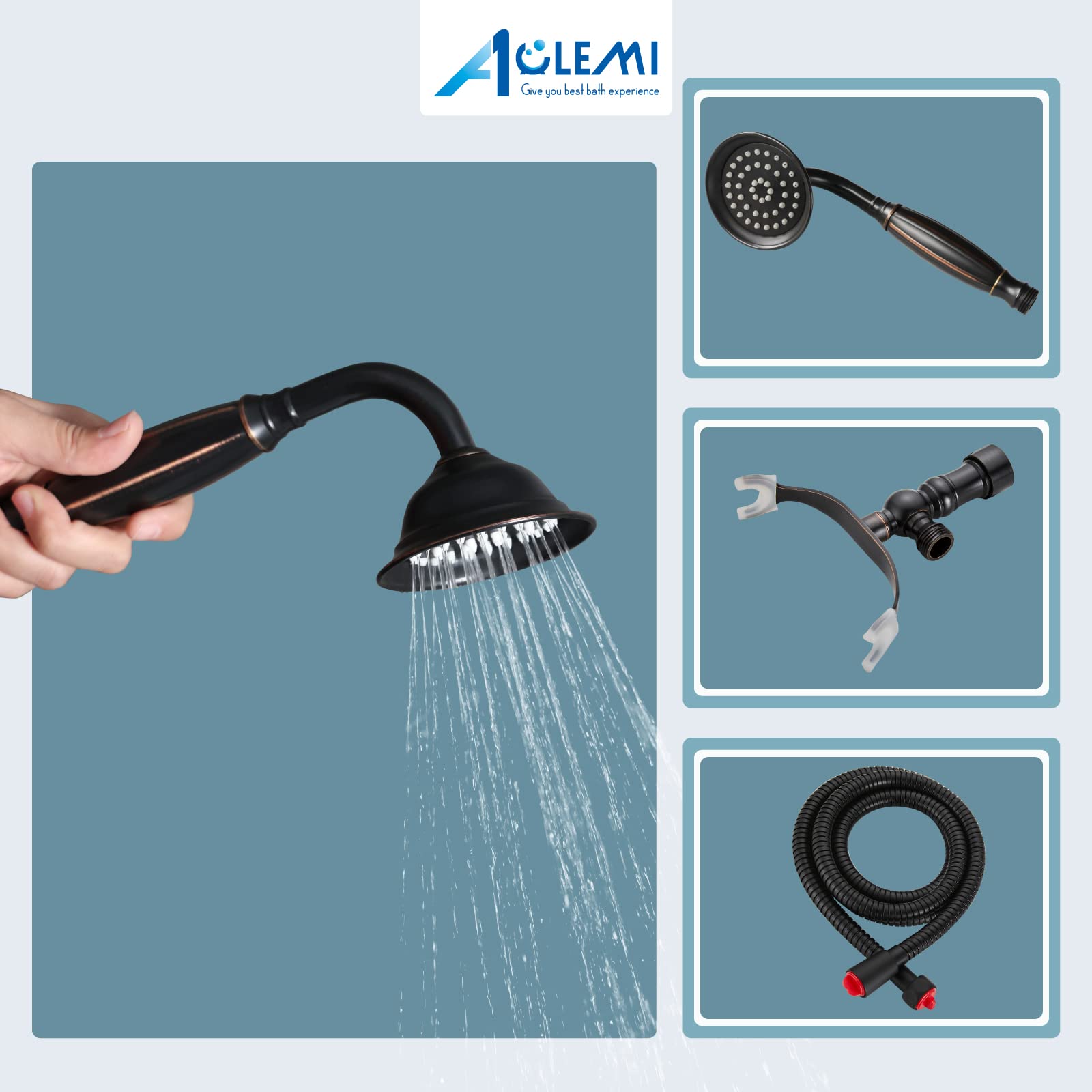 **Aolemi Vintage Oil Rubbed Bronze Clawfoot Tub Faucet Set - Wall Mount Bathtub Filler with Handheld Shower Sprayer & Double Cross Handle - Perfect for Classic Bathroom & Spa Retreats**