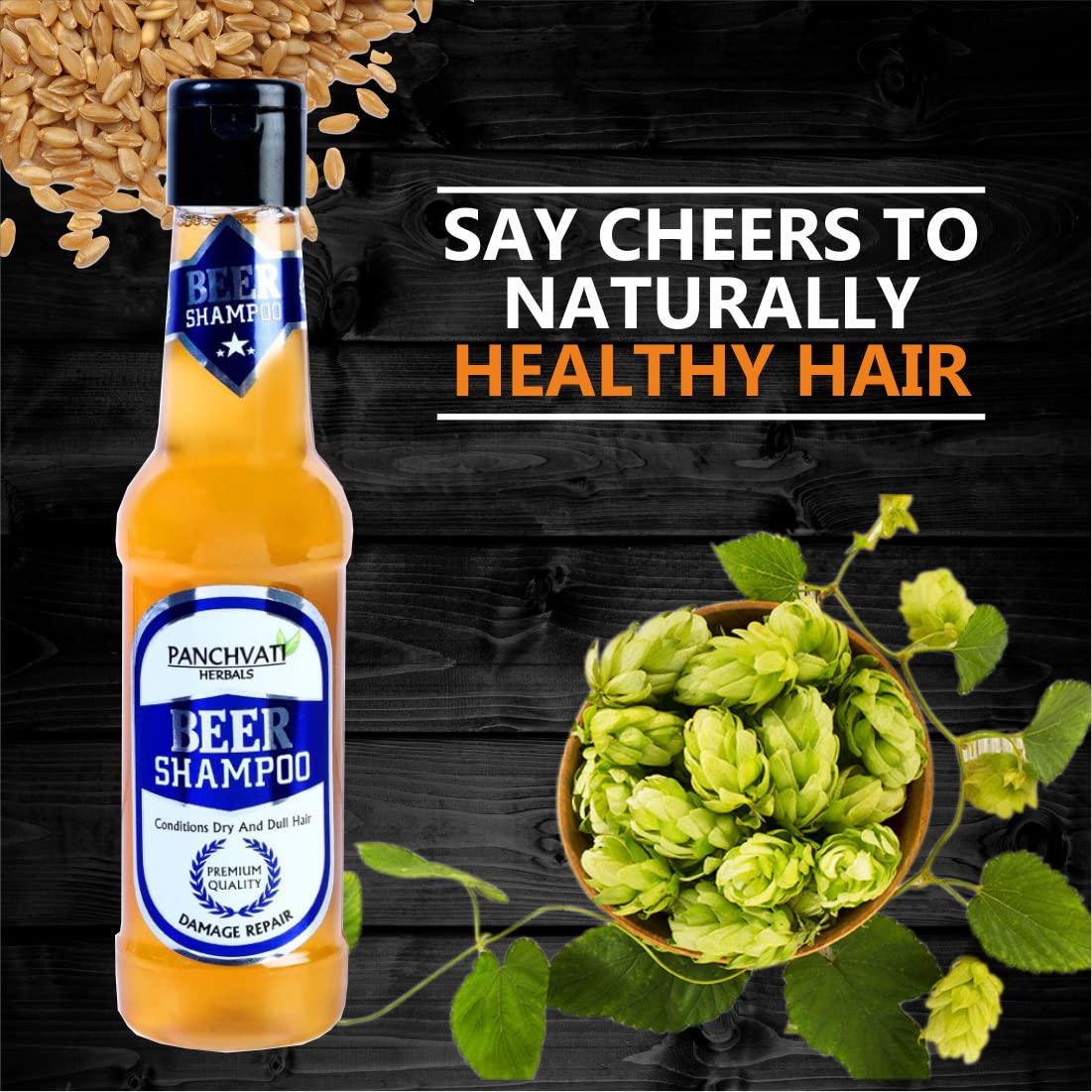 **Panchvati Herbals Beer Hair Shampoo 180ml - Damage-Free, Voluminous & Shiny Hair Treatment for Men & Women - Perfect for Daily Use & Hair Repair**    *(Use Case: Ideal for dry, damaged, or frizzy hair to restore softness, shine, and bounce.)*