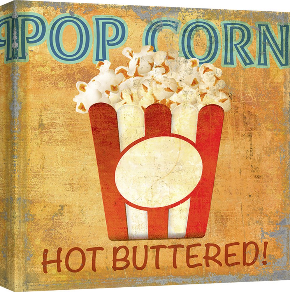 Art Print Cafe - Kitchen Canvas Wall Art - Skip Teller Popcorn Painting - 50x50 cm Modern Home Decor for Dining Room & Cafe