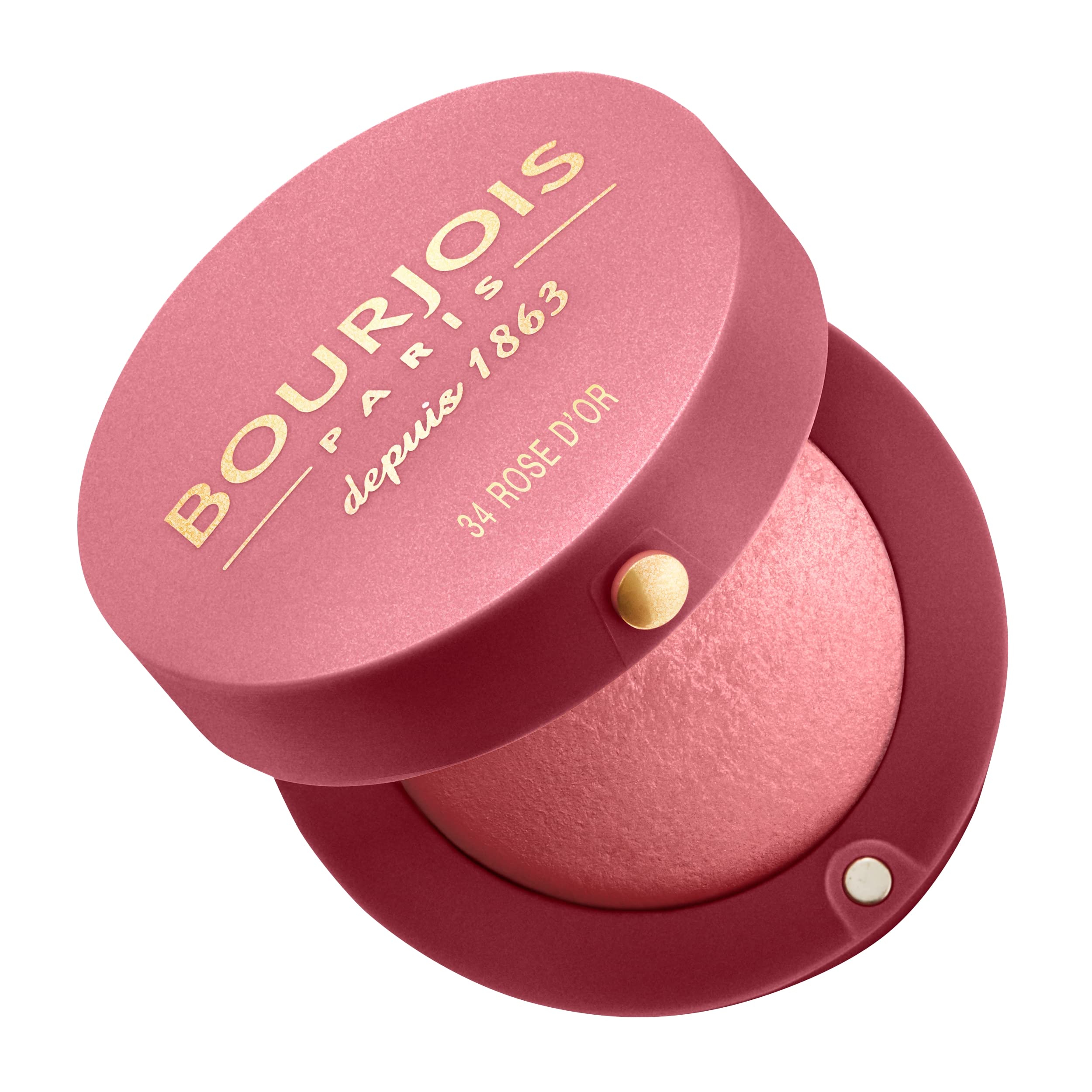 Bourjois Blush for Women - No. 34 Rose d'Or Golden Pink Cheek Color, 0.08 Ounce | Natural-Looking Flush for Day & Night Makeup Looks
