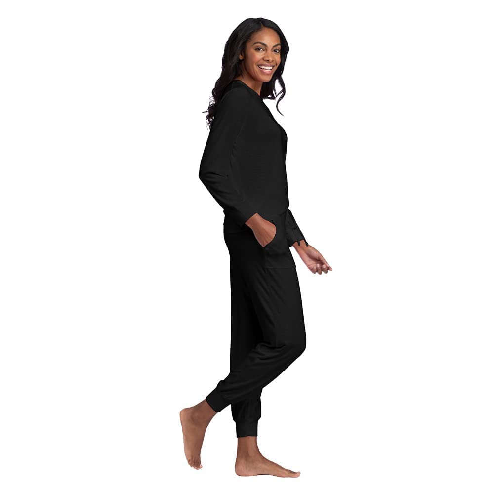 Ultra Soft Women's 2-Piece Loungewear Set - Jersey Crew Neck Lounge Pants & Top for Summer | Comfortable Sleepwear & Home Outfit for Relaxing, Yoga, and Casual Wear
