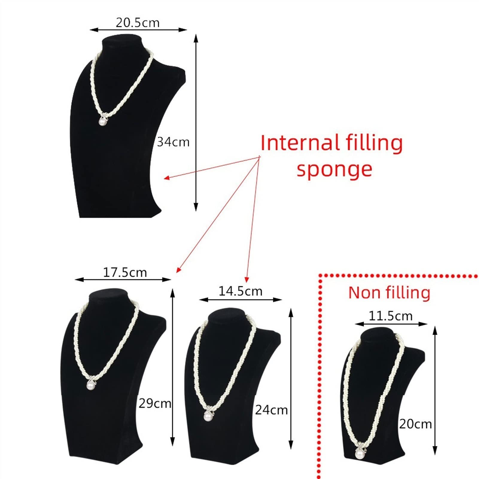 Moisture Jewelry Holder & Stand - Classic Necklace Display Bust for Pendants & Chains - Black Mannequin (29cm) - Perfect for Jewelry Stores, Boutiques & Home Decor