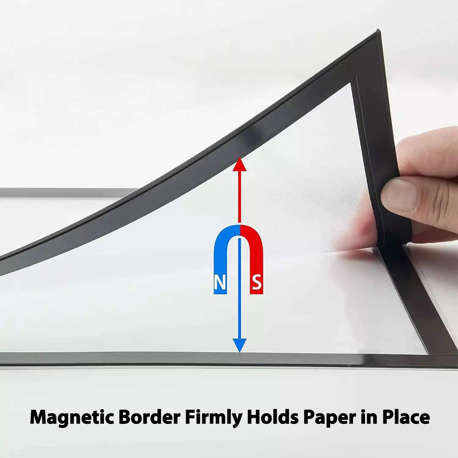 8.5 x 11 Magnetic Sign Holder with Clear PVC Cover - Wall Mount Self Adhesive Picture Frame for Documents, Posters & Papers (6 Pack) - Perfect for Offices, Retail Displays & Home Decor