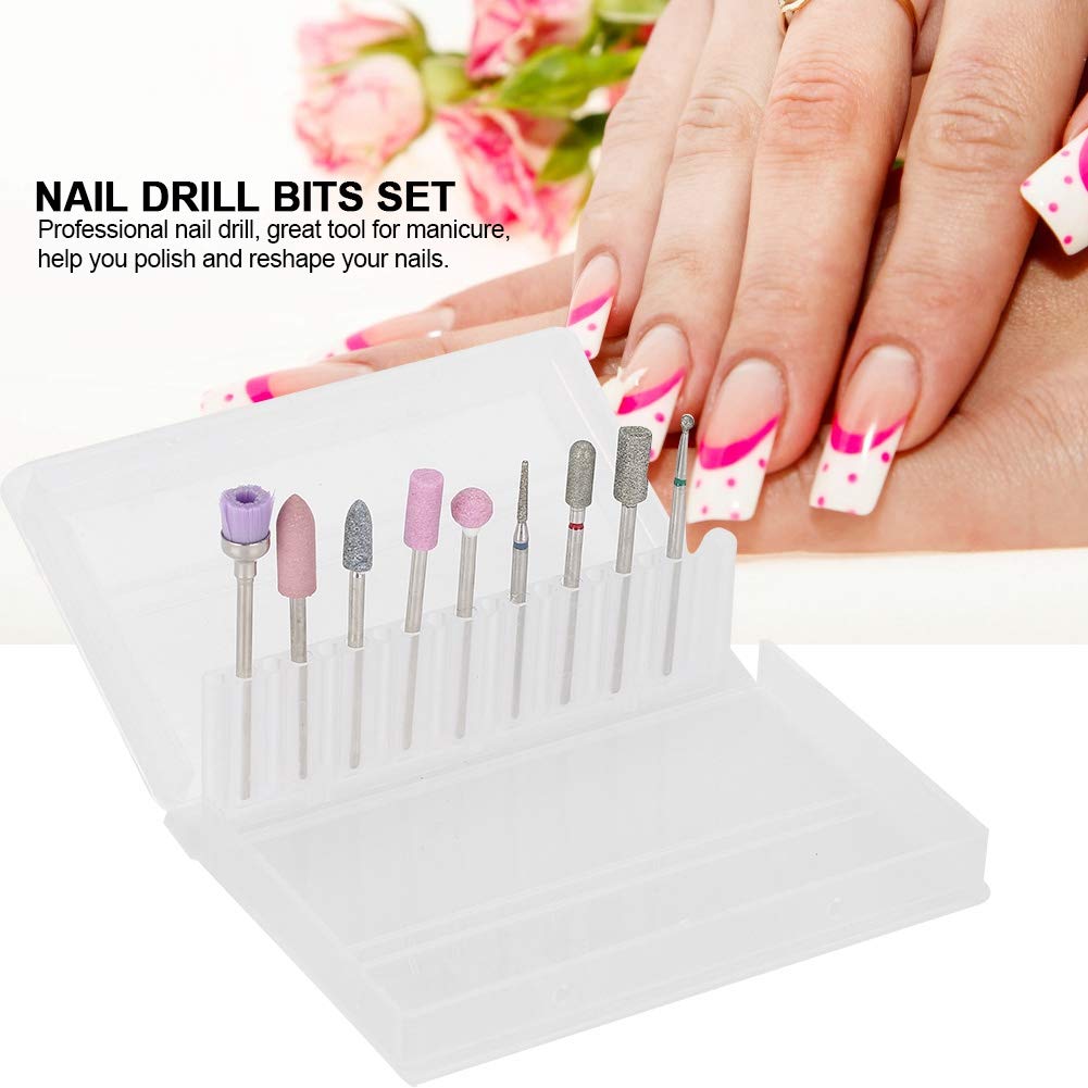 Professional 9Pcs Electric Nail Drill Bits Set - Manicure & Pedicure Kit with Grinding Heads for Nail Polishing & Filing - Perfect for Home Salon, Nail Art, and Professional Nail Care