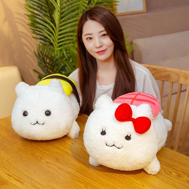 Cute Mini Stuffed Cat Plush Toy - Kawaii Sushi-Shaped Cat Pillow for Anime Lovers & Gift Giving | Perfect for Bedroom Decor, Cosplay Props, and Kawaii Collection