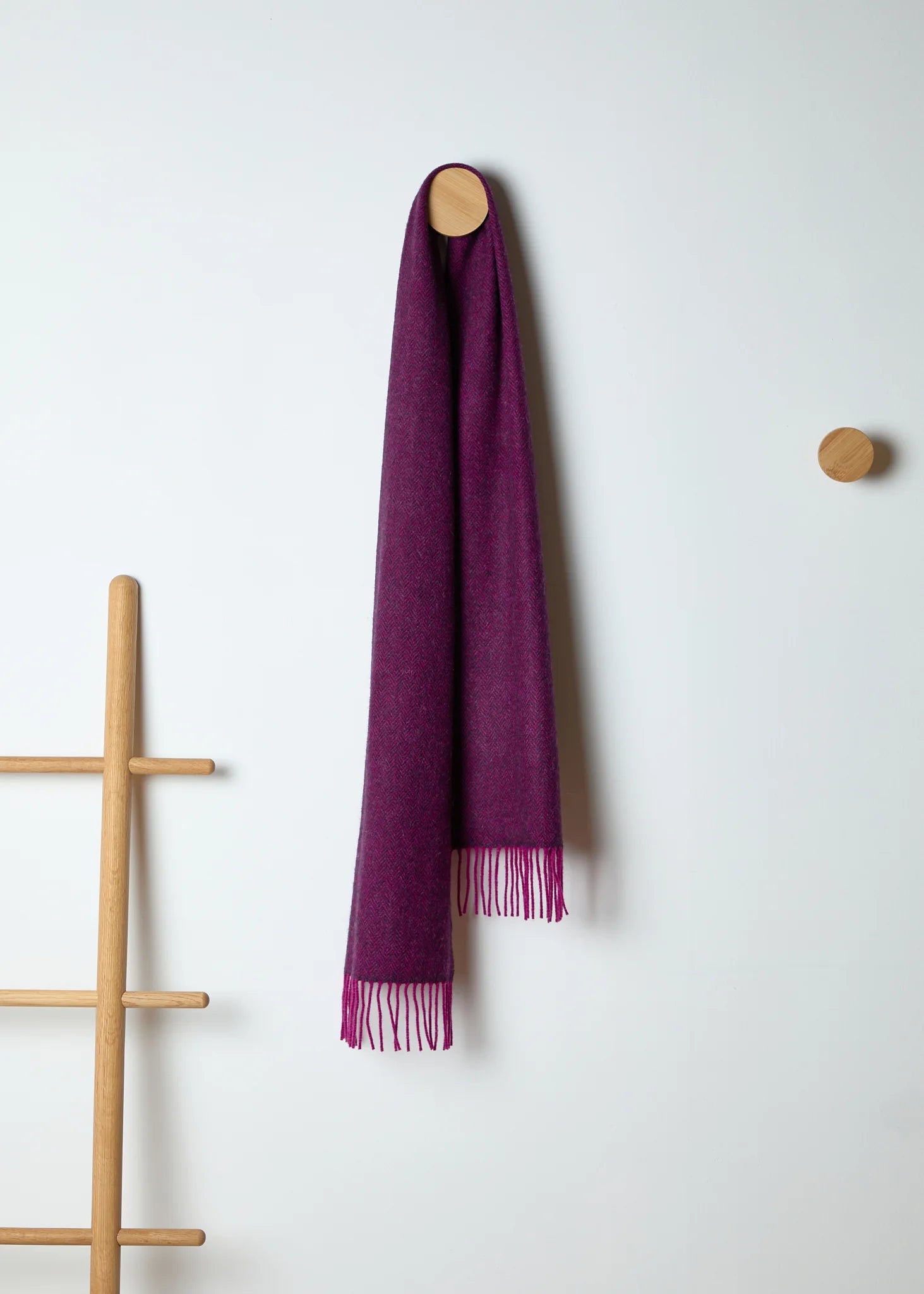 Foxford Lambswool Scarf for Women & Men - Soft Magenta Juniper Herringbone Pattern Winter Scarf - Warm & Cozy Accessory for Cold Weather, Outdoor Activities & Fashion Outfits