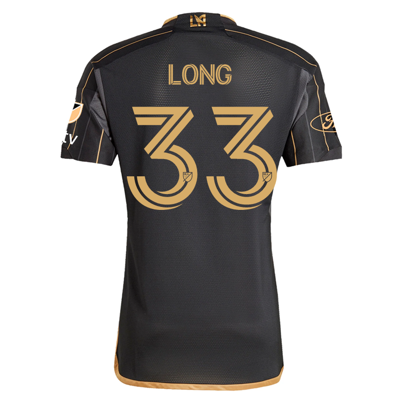 Adidas Aaron Long LAFC Home 2025 Soccer Jersey with MLS, Apple TV & Ford Patches - Black & Gold Official MLS Jersey for Fans & Players - Perfect for Game Day & Sports Events
