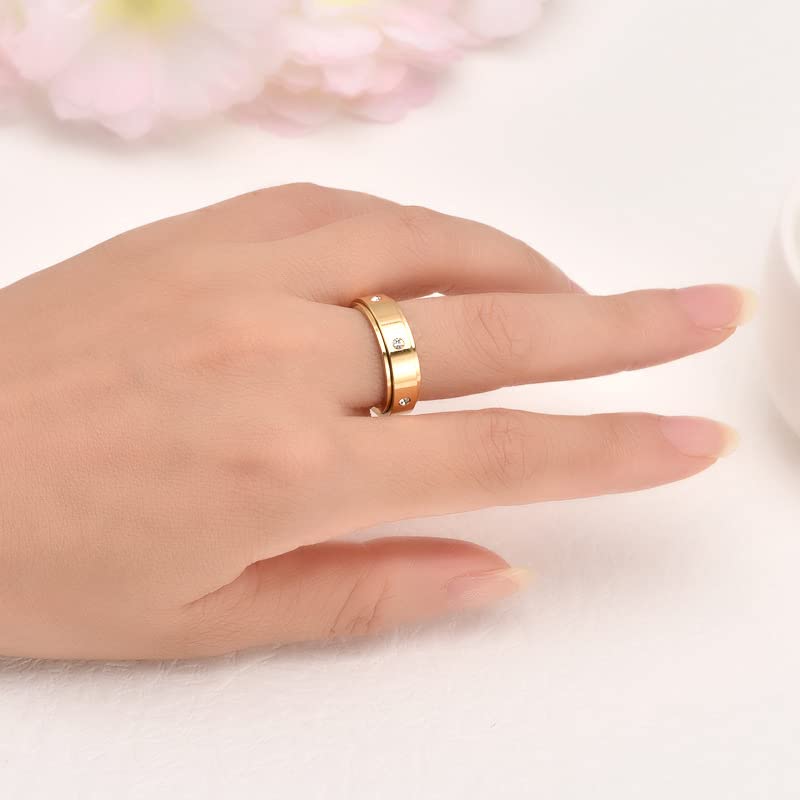 Keep Fucking Going Motivational Spinner Ring - Stainless Steel Inspirational Jewelry with Zircon Stones - Graduation Gift for Women & Teens - Silver Size 8 - Perfect for Daily Wear, Stress Relief & Self-Encouragement