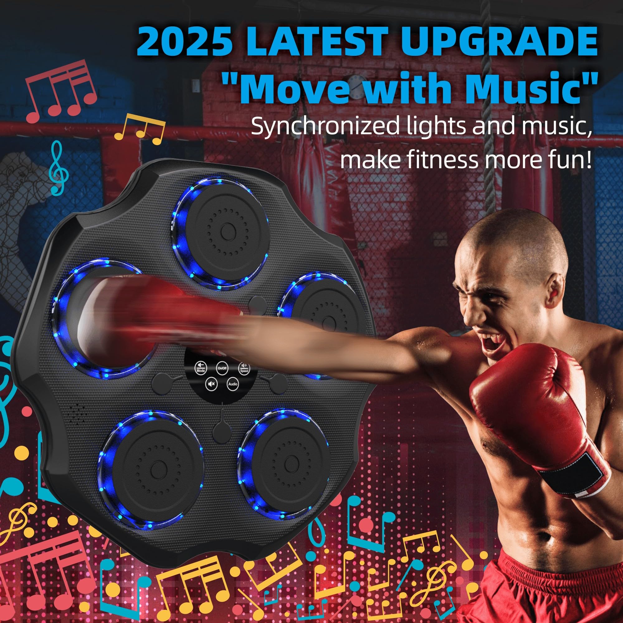 2025 Smart Bluetooth Music Boxing Machine for Adults & Kids - Interactive Punching Bag with Gloves, Large Wall Mounted Electronic Punching Pad - Perfect for Home Gym, Office Workout & Stress Relief