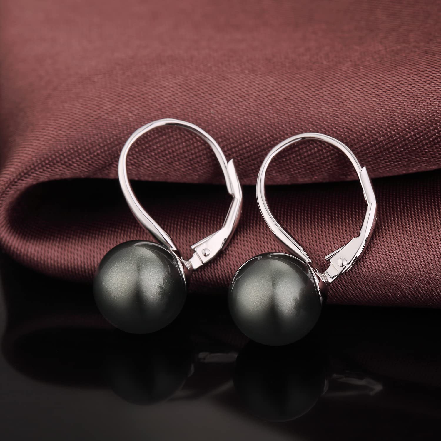 Jiamiaoi 925 Sterling Silver Pearl & Diamond Drop Earrings for Women - Elegant Dangle Lever Back Earrings with Gift Box | Perfect for Weddings, Parties & Special Occasions