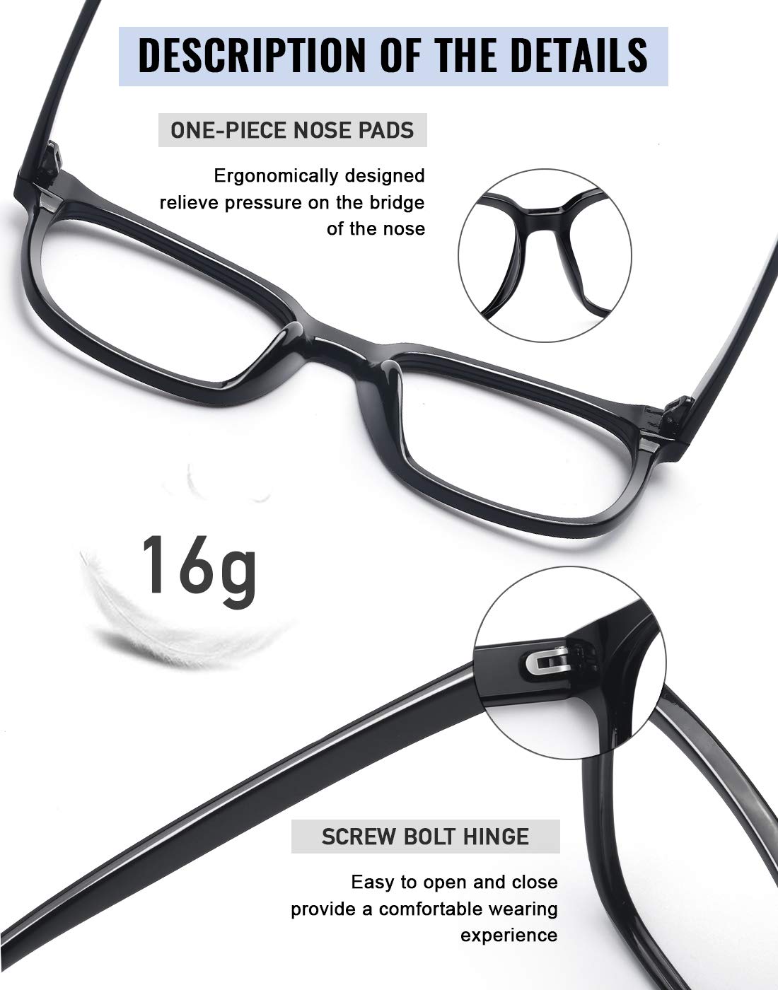 PANNER Blue Light Blocking Glasses for Women & Men - Oversized Square Anti Glare Computer Glasses to Reduce Eye Strain | Perfect for Office Work, Gaming & Screen Time