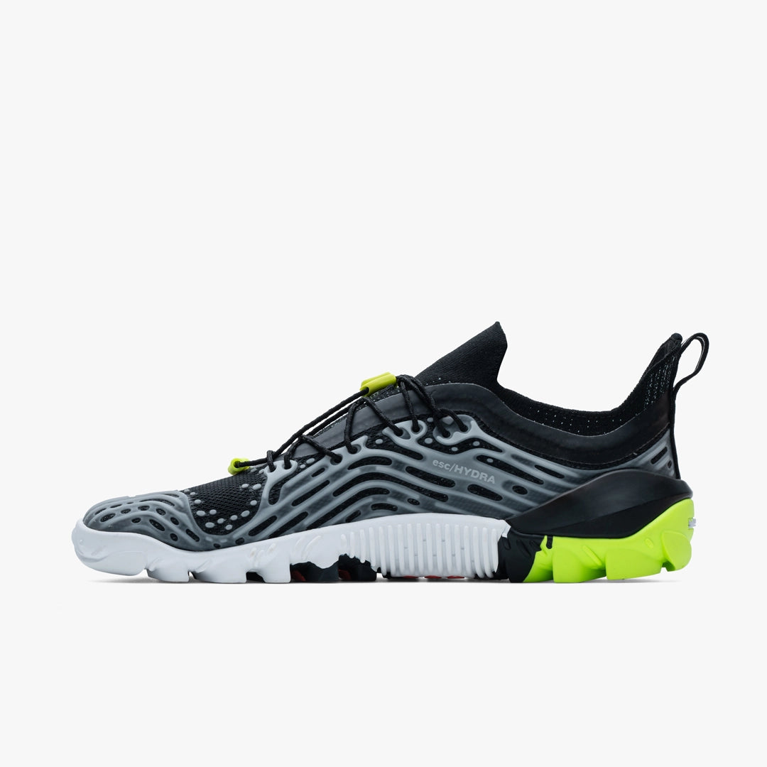 Vivobarefoot Women's Hydra Esc Water Shoes - Obsidian Safety Yellow | Barefoot Trail Running, Hiking & Water Sports | Minimalist Footwear for Outdoor Adventures