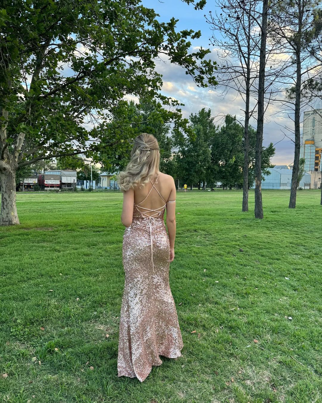 Elegant Champagne Sequin V-Neck Sheath Prom Dress with High Slit J3108 - Perfect for Homecoming, Prom, Evening Gala & Special Occasions