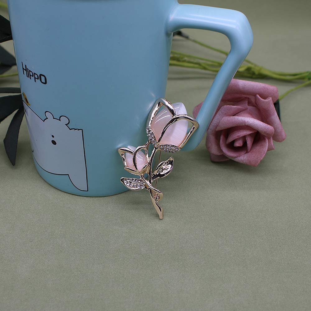 Exquisite Crystal Rhinestone Rose Brooch Pin - Elegant Rose Gold Fashion Jewelry Gift for Women & Girls | Perfect for Weddings, Parties & Special Occasions