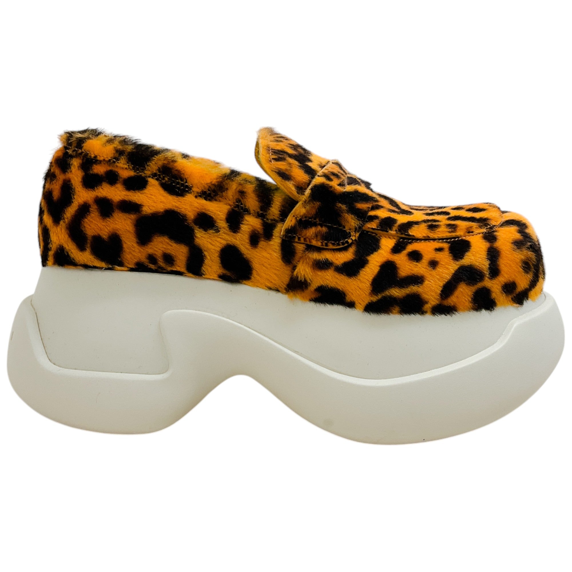 Marni Brown Leopard Print Calf Hair Platform Loafers for Women - Stylish Comfortable Dress Shoes for Office, Party & Everyday Wear