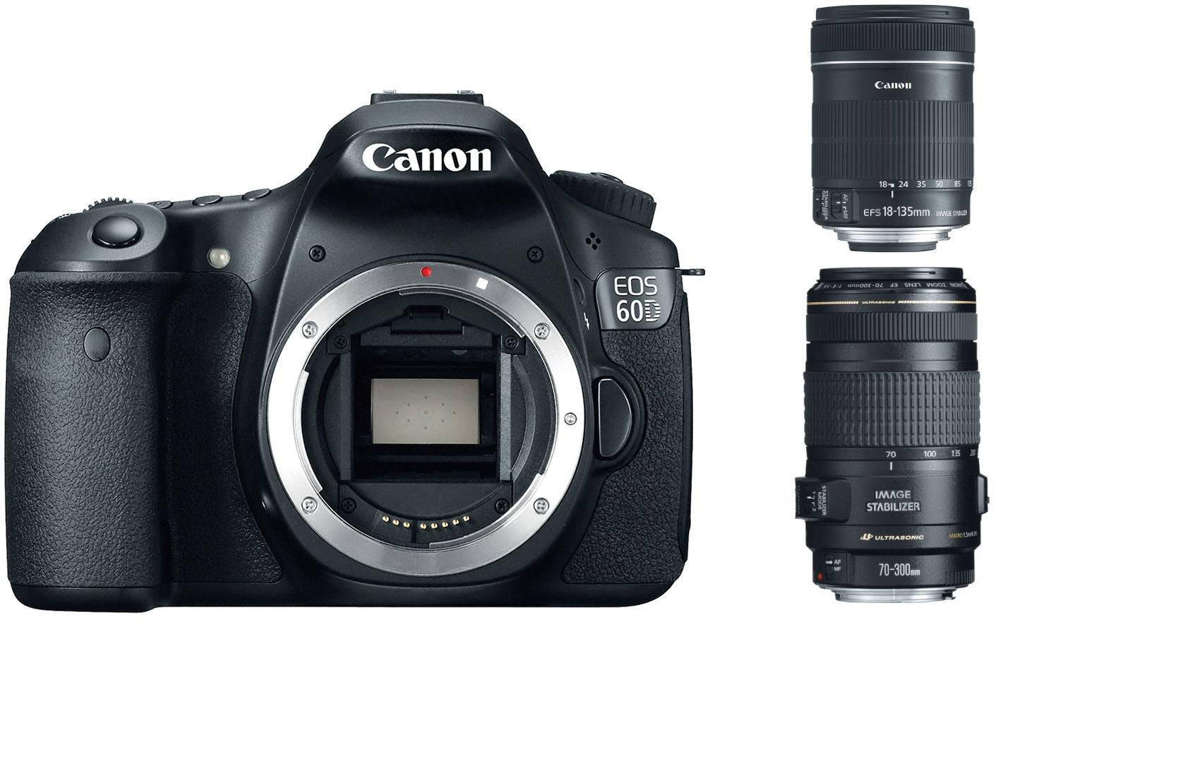 Canon EOS 60D DSLR Camera Bundle with 18-135mm & 70-300mm Lenses - Professional Photography Kit for Travel, Sports & Wildlife Shooting