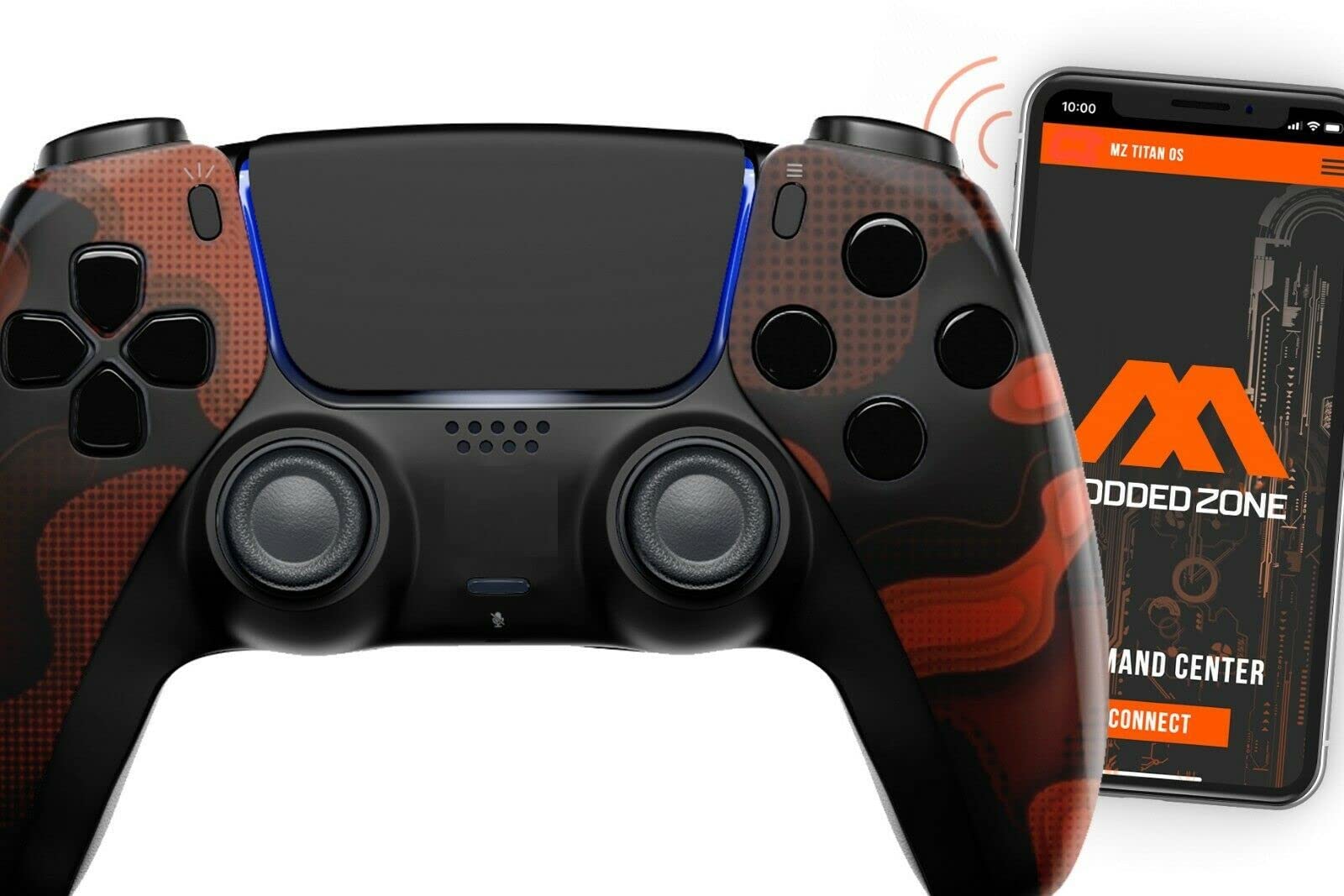 MODDEDZONE Camo Red Smart Rapid Fire Custom PRO Modded Controller for PS5 - Enhanced Gaming Performance for FPS, Battle Royale & Competitive Play