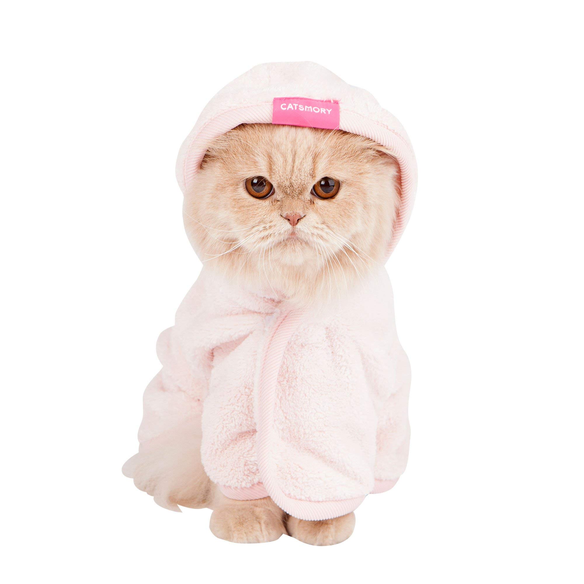CATSMORY Microfiber Pet Bath Robe - Quick Dry Dog & Cat Bathing Towel for Small Pets (Medium Size) | Post-Bath Drying & Grooming Essential for Puppies & Kittens